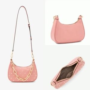 MICHAEL KORS CORA Zip Pochette Medium Handbag Faux Leather Pink 2WAY 35F3G4CU6Y